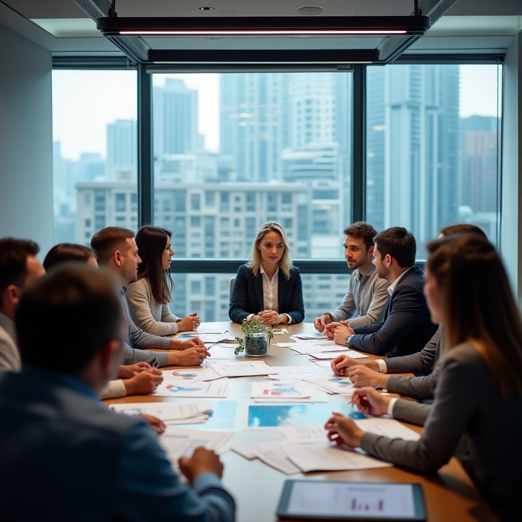 Equipo en reunión estratégica anual