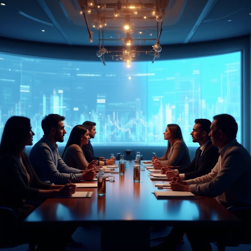 Equipo de asesores financieros planificando estrategias